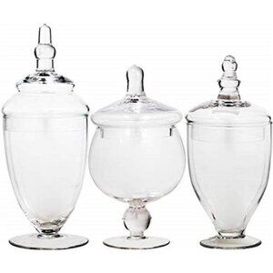 Apothecary Jars with Lids Set of 3 - Home Essentials & Beyond Candy Jars